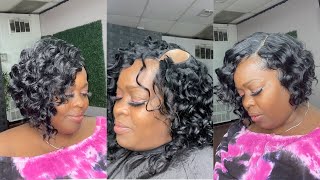 She Wanted Her Real Hair To Be 100% Protected.  | Beach-Wave Quick Weave Bob |