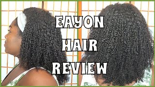 Eayon Hair Afro Kinky Curly Headband Wig With Bangs Review & Demo