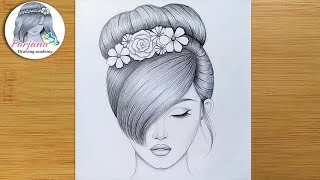 Drawing Tutorial For Beginners || Pencil Sketch || How To Draw A Girl With Beautiful Hair Style