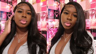 Super Easy Glueless Undetectable Lace Wig Install+Flat Iron Curls Ft. Klaiyi Hair
