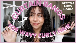How I Cut And Style Short Curtain Bangs On Wavy/Curly Hair (Following Manes By Mell Video)