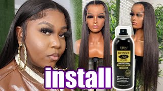 Glueless Hd Frontal Install || Ebin Lace Spray || Dsoar Hair