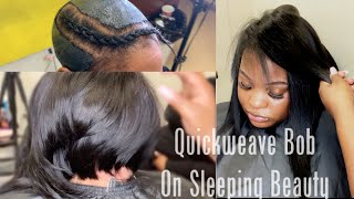 Watch Me Kill This Layered Quickweave Bob On My Sleeping Client! | Protective Cap Method