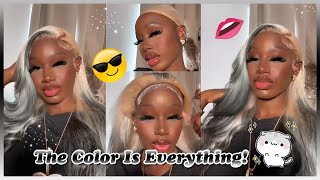 Grey Skunk Stripe Wig Review! Diy Ombre Grey Color On 613 Blonde Wig | No Bleached Need Ft.#Ulahair