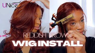 Reddish Brown  Lace Frontal Wig Install | Unice Hair