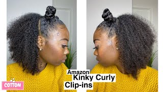 Easy Kinky Curly Clip-In Hairstyle | Amazon Lacer Hair Clip-Ins | Natural Curly  Protective Style