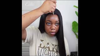 Tutorial: Soft Straight Hd Invisible Lace Closure Wig Installmiddle Part& Melted Skin #Celiehair