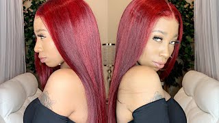 Bomb Red Wig Install | Ft Doubleleaf Wigs