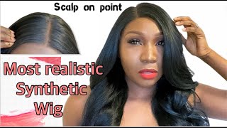Synthetic Lace Front Wig For Beginners || Easy Install || The Most Realistic Scalp With Sally Hansen