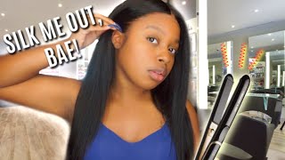 How I Silk Out My Wigs! My Straightening Routine Ft. Shelacewig