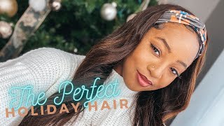 Super Easy Holiday Hair | Headband Wig Review Ft. Dola Hair Mall | Lazy Girl Friendly, Quick Install