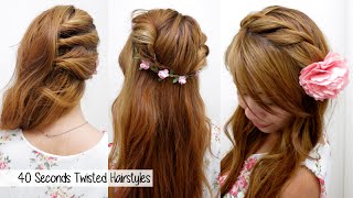 40 Seconds Twisted Hairstyles (Timed!) L Quick, Cute & Easy Back-To-School Hair Tutorial