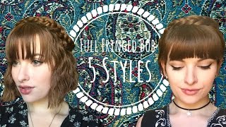 5 No-Heat Hairstyles For Short Hair And Full Fringes || V Marie