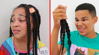 Boy Cuts Off Sister'S Hair, He Gets In Big Trouble | Famoustubefamily