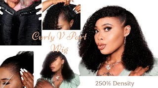 Curly Wave V Part Wig 250% Density 20Inches Install | Shine Hair