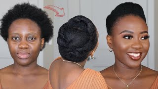 Simple And Elegant Natural Hairstyle On Short 4C Hair  - Under 5 Minutes Updo!