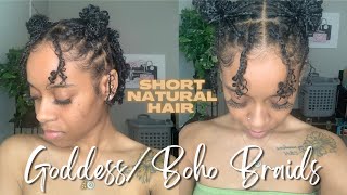 Trending Tik Tok Hairstyle | Goddess / Boho Braids On Natural Short/Awkward Length Hair | Shawn Dawn