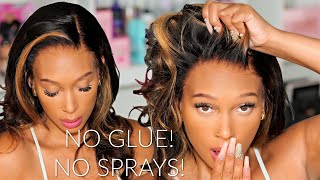  It Lays No Glue! Glueless Lace Wig Application | Lay The Ear Area No Glue!
