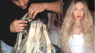 Husband Applies My Amazon Tape In Hair Extensions| Amazon Hair Review |Alessandra Bancale