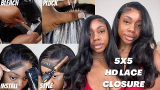 Start To Finish! Closure Wig Install For Beginners! How To Bleach, Pluck And Install! Ft Alipearl