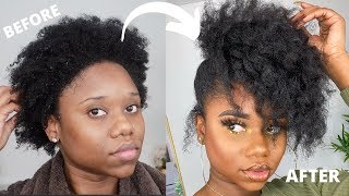 Super Cute And Easy Hairstyle For Awkward/Short Length 4B/C Natural Hair - On Stretched Hair
