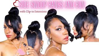 Side Swoop Bangs And Bun With Clip-In Extensions