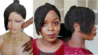 Mohawk Braided Wig Boxbraidswig Try On‼️No Frontal Wig Install+Wig Review No Lace