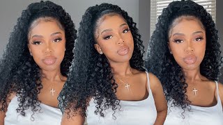How To: Quick Half Up Half Down | Curly Clip In Extensions Natural Hair Hairstyles | Ywigs
