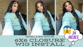 34 Inch Wig Install  | 6X6 Closure Wig | #Beginnerfriendly #Quickinstall #Rishaalexis #Watchin1080