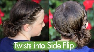 Twists Into Side Flip | Updos | Cute Girls Hairstyles