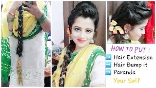 Panjabi Paranda Hairstyle | How To Put Hair Extension /Tarsal On Your Short Hair  And Do A Braid