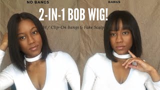 2-1 Lace Front Wig Fake Scalp Wig W/ Clip On Bangs| (Beginner Friendly) Ft. Hairvivi