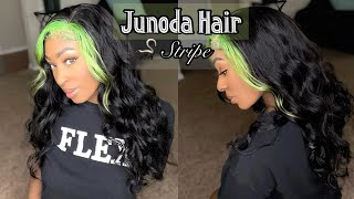 Beautiful Green Skunk Stripe 4X4 Lace Closure Wig Install Ft Junoda Wig Klarna (Sezzle)
