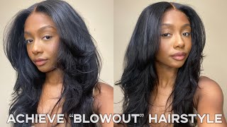 Achieve The “Blowout Look” On A Wig | Beginner Friendly 5X5 Closure Wig Install | Ft. Asteria Hair