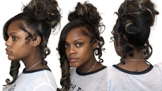 Messy Curled Updo | Messy Bun With Side Bang