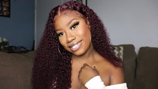 The Wig I Never Knew I Needed! Watch Me Pluck & Install Burgundy Kinky Curly Lace Wig |Alipearl Hair