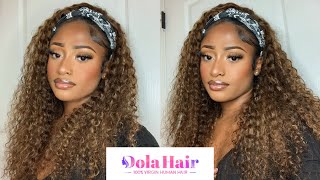 Ombré Highlight Deep Curly Headband Wig | Dola Hair