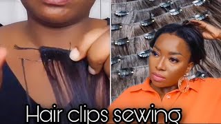 How To Sew In Hair Clips To Your Hair Extensions Or Wigs.