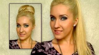 High Ponytail With Extensions And Easy Party Bun Updo Hairstyles For Medium Long Hair Tutorial