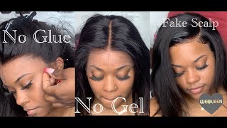 Must See!!! Transparent Lace Fake Scalp Bob  Wig  For Friendly Beginners  Ft.Wequeen