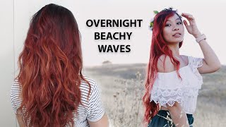 The Best Overnight Waves | Heatless Beachy Waves Hair Tutorial For Medium Long Hair