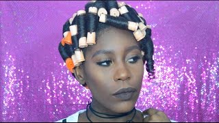 The Best Perm Rod Set Tutorial | Curly Fro On Relaxed Hair Part 1