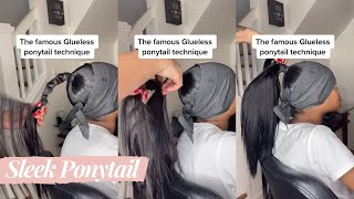 Quick Weave Tutorial - Sleek Glueless Ponytail With Brazil Hair Bundles | #Ulahair Review