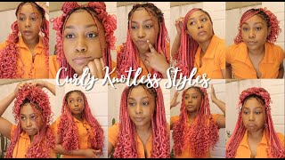 Cute And Easy Hairstyles | Curly Knotless Braids