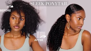 Sleek Curly Ponytail Tutorial (Drawstring) | Easy Summer Hairstyle For Natural Hair