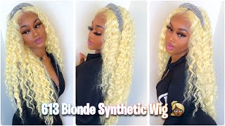 The Best Blonde Deep Curly Synthetic Wig Ever Sensationnel Butta Lace Unit 3 613| $40!
