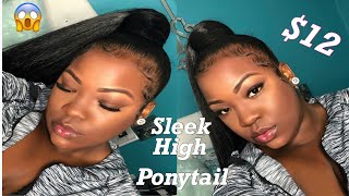 *Super Easy* Sleek High Ponytail With Weave| No Heat| No Glue On Natural Hair