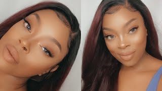 Ombre 99J Burgundy Silk Staight Full Lace Front Wig Ft Afsisterwig | Your Gonna Want This Wig!!!