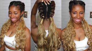 Two Braids With Curly Ponytails | Blonde Curls | Start To Finish | Megshouse