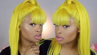 Yellow Hair Lace Front Install W/Bangs & Ponytail